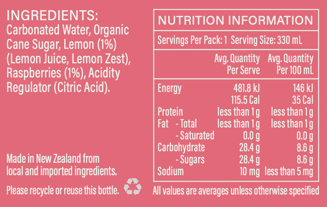 Six Barrel Soda | Raspberry & Lemon Soda 330mL