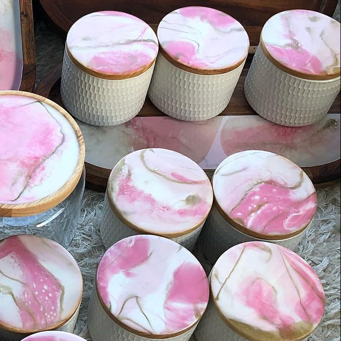 Ceramic Jar - Pink Resin