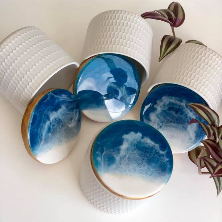 Ceramic Jar - Ocean Resin